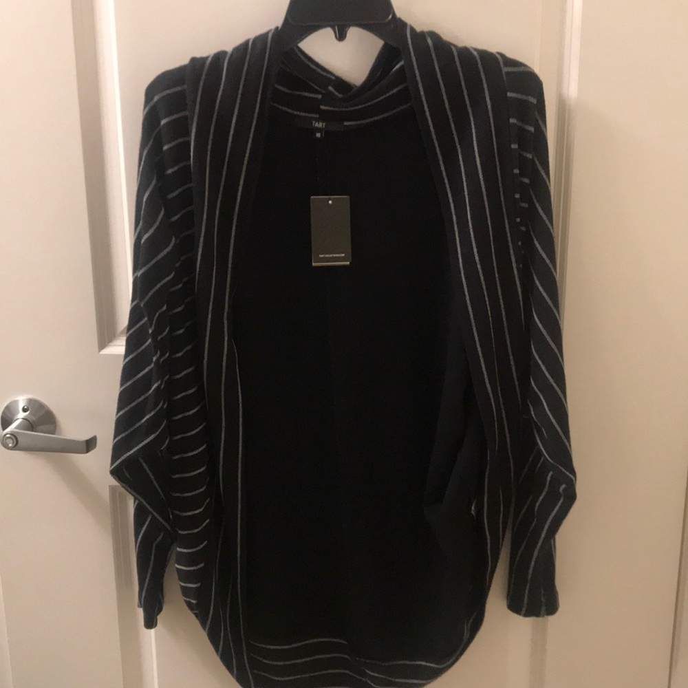 TART Cardigan. Black w/ white stripes. XS. NWT.